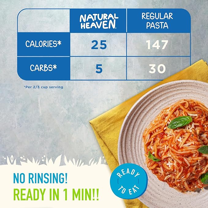 Natural Heaven Spaghetti Noodles Hearts of Palm 4-Pack – Naturally Rich in Potassium Low-Calorie Veggie Pasta Keto &amp Gluten-Free Food Vegan 9 Oz Ea