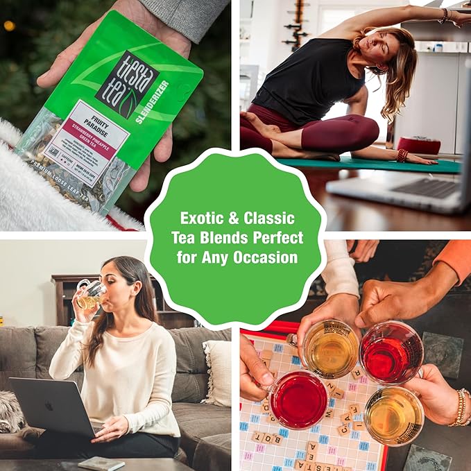 Tiesta Tea - Green Tea Gift Box Loose Leaf 3 Pouches Medium Caffeine Hot &amp Iced Assortment with Light Citrus &amp Fruity Green Loose Leaf Variety Box