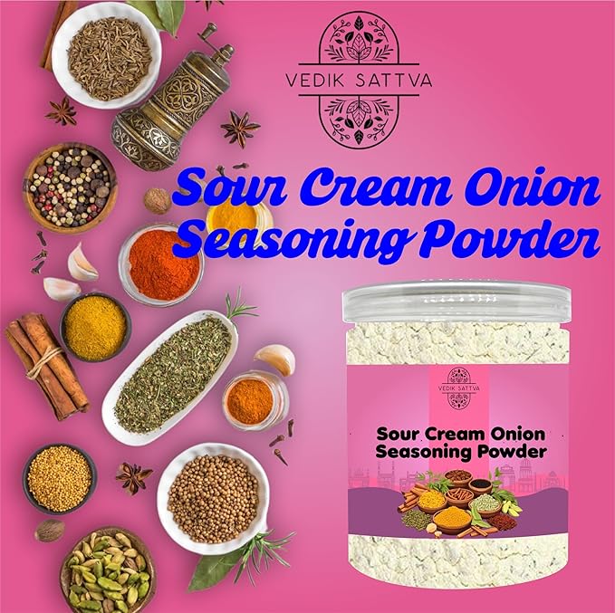 VEDIK SATTVA All Natural Sour Cream Onion Seasoning Powder 5.29 OZ / 150 GM | Set Of 1 Box