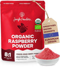 Jungle Powders Organic Raspberry Powder 5 Ounce Bag USDA Organic Freeze Dried Raspberries from Whole Berry for Baking Additive Filler Free Red Superfood Extract Rasberries Smoothies Organic Dehydrat