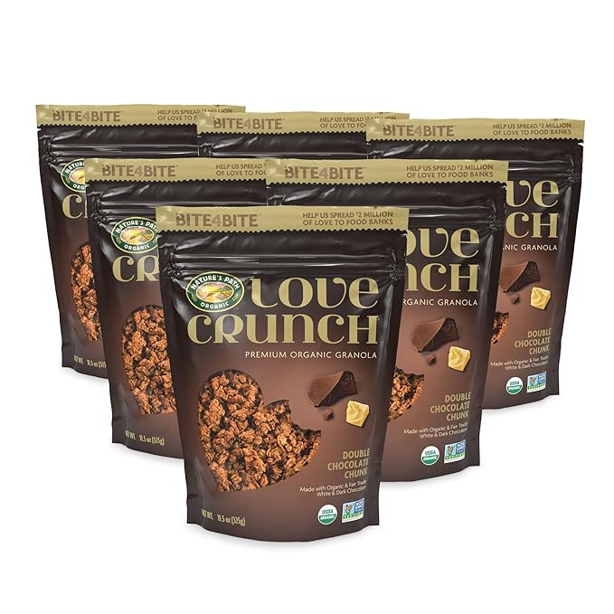 Love Crunch Organic Double Chocolate Chunk Granola 11.5 oz (Pack of 6) Non-GMO Fair Trade by Nature's Path