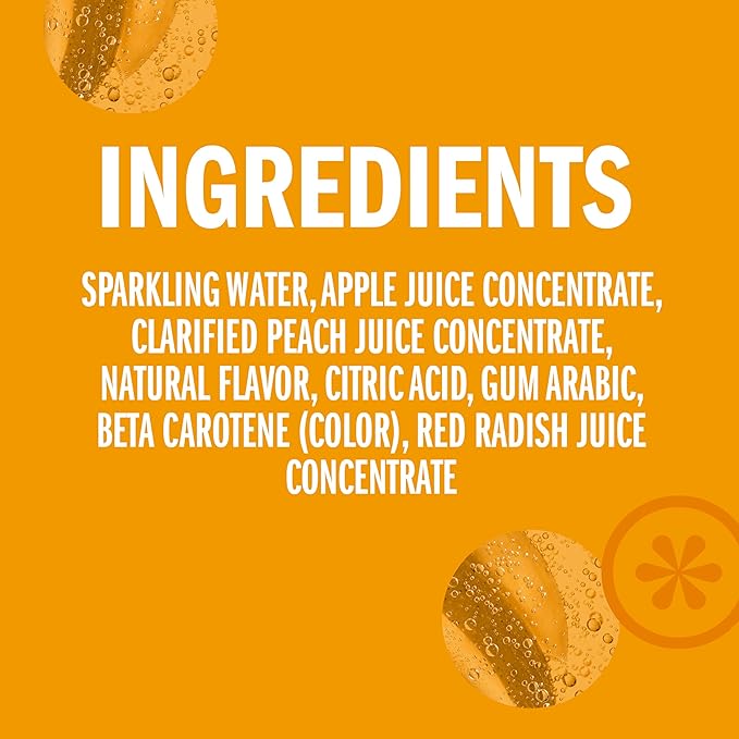 IZZE Sparkling Juice Beverage Blend Peach No Sugar Added 8.4 FL OZ 24 Cans