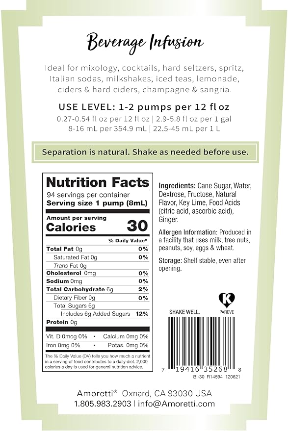 Amoretti - Moscow Mule Beverage Infusion (10 lbs) - Drink Mix &amp Water Enhancer with Pump for Flavoring Cocktails Waters Teas Mocktails and other Beverages Preservative Free Gluten Free