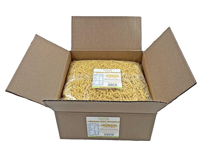 Medium Egg Noodle Pasta | 100% Durum Semolina Flour | Made in America | by Dasher's Spice &amp Beans | 5 lb.
