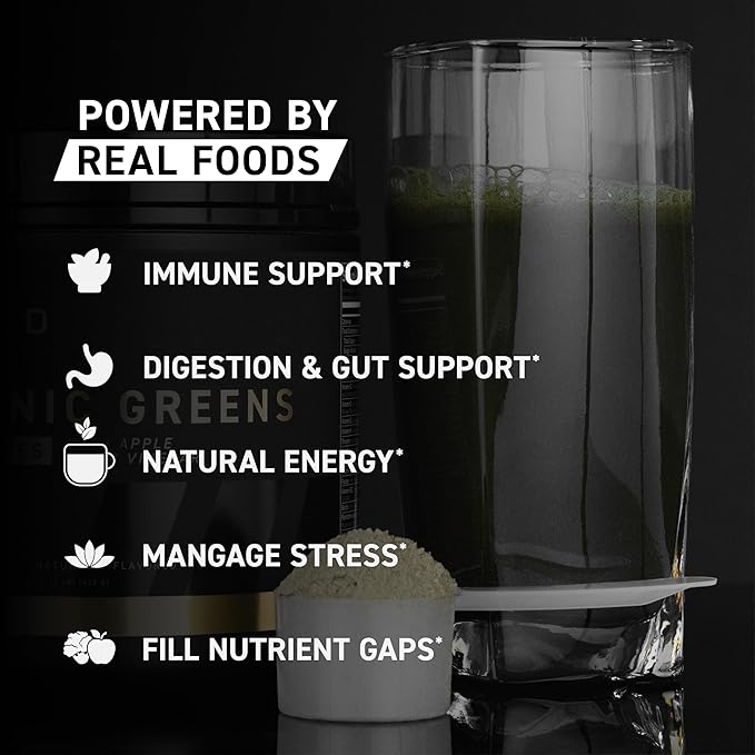 Kaged Organic Greens Elite Superfood and Greens Powder with Apple Cider Vinegar Adaptogen Prebiotics Vitamins &amp Minerals Berry 30 Servings