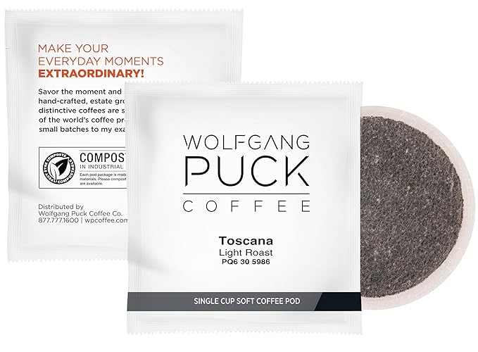 Wolfgang Puck Coffee Toscana 9.5 Gram soft Pods 18 Count (Pack of 3)