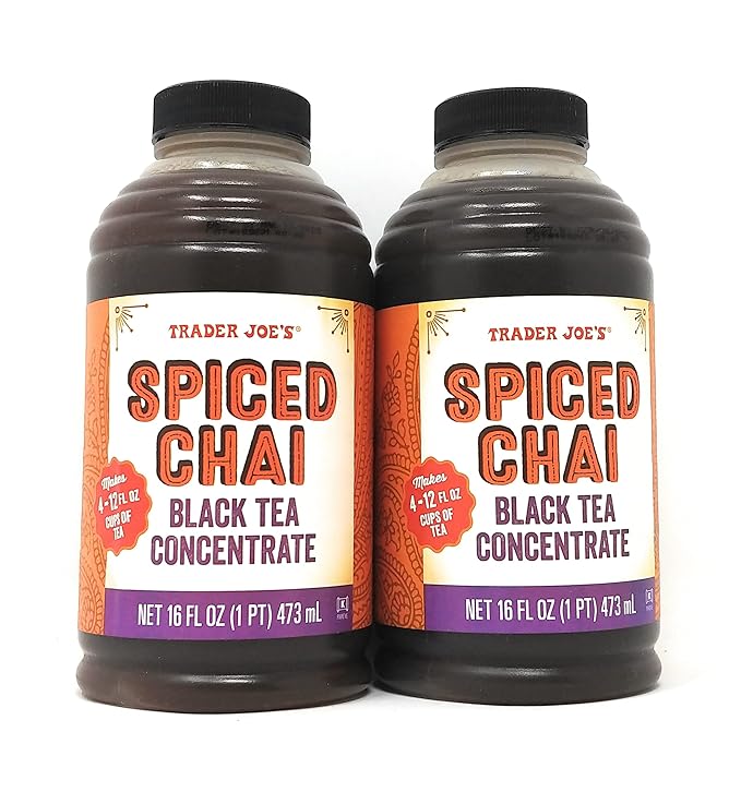 Trader Joe's Spiced Chai Black Tea Concentrate 16 FL oz - 2 Pack Concentrated