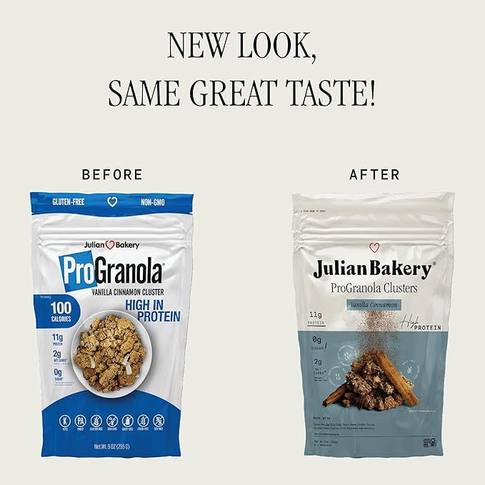 Julian Bakery® ProGranola® Cereal | Vanilla Cinnamon Cluster | 11g Protein | 11g Fiber | 2 Net Carbs | Gluten-Free | Grain-Free | High Protein &amp High Fiber | 9oz (3 PACK)