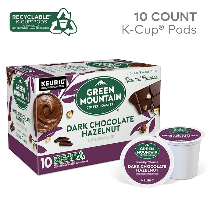 Green Mountain Coffee Roasters Dark Chocolate Hazelnut Coffee Keurig Single Serve K-Cup Pods 10 Count