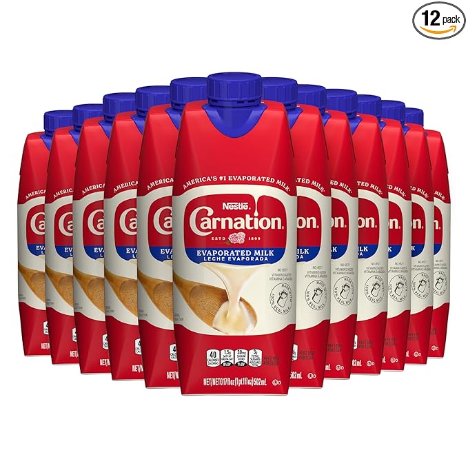 Carnation NESTLE Evaporated Milk 17oz Tetra Carton 204 Fl Oz (Pack of 12)