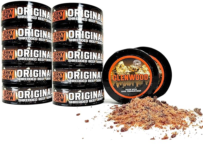 Glenwood Beef Jerky Chew Shredded Beef Jerky 0.32 oz Cans (12 Pack)