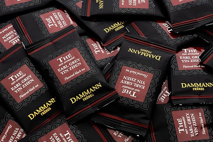 Dammann Freres Sachets Earl Grey Yin Zhen Tea Bags Premium Gourmet French Black Tea Blend Bergamot Individually Wrapped 24 Count (Single Pack)
