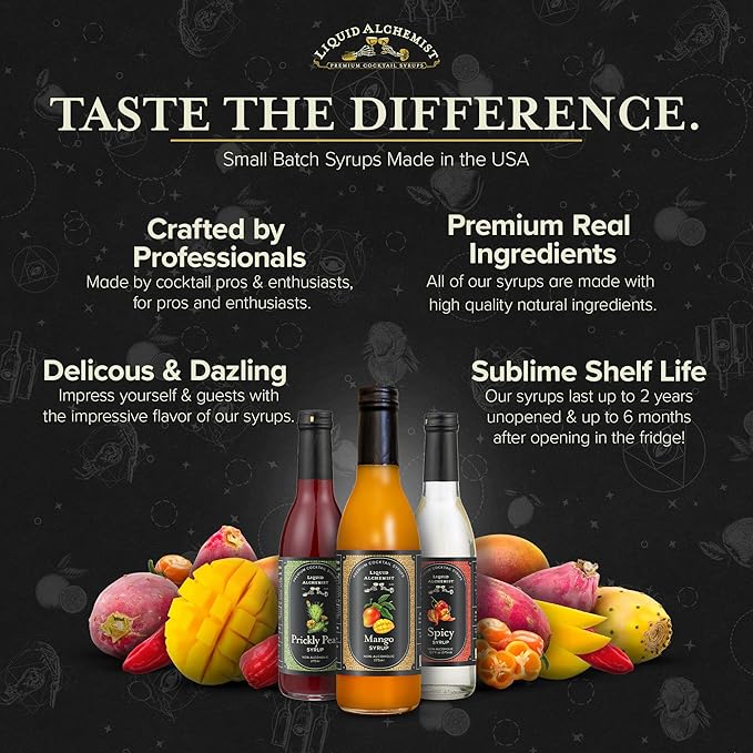 Liquid Alchemist Margarita Mix Trio Pack – Prickly Pear Mango &amp Spicy Syrup | Our Small Batch Margarita Mixers Use Real Ingredients Perfect for any Cocktail Syrup Enthusiast (3 Pack 12.7 oz Bott