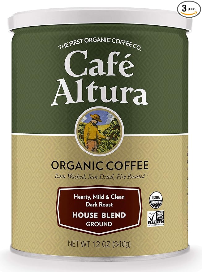 Cafe Altura Ground Organic Coffee House Blend 12 oz Can (Pack of 3)