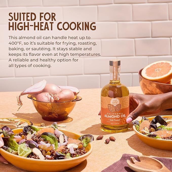 Fresh Vintage Farms Nut Bundle 100% Cold Pressed Almond &amp Garlic Almond Cooking Oils | Cold Pressed &amp Nutritious Healthy Oils for Cooking Baking Dipping Salads &amp Marinades | 375ml Pac