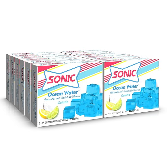 SONIC Ocean Water Gelatin Fat Free Dessert Mix with Iconic Drive-In Flavor 3.94 Oz