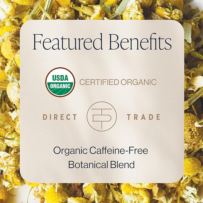 Rishi Tea Chamomile Medley Herbal Tea - Organic Caffeine Free Loose Leaf Tea Calming Chamomile Flowers with Lemon Verbena &amp Mint - 4 Ounces 28+ Servings