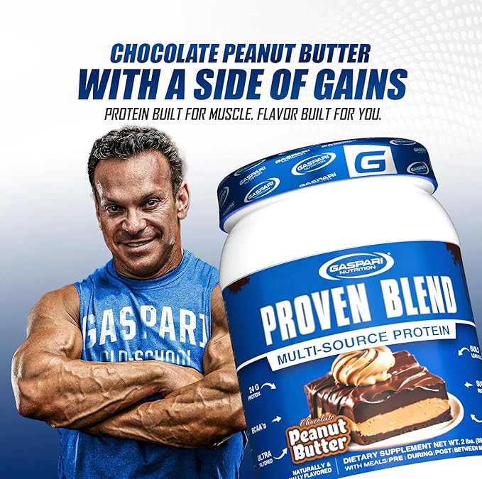 Gaspari Nutrition Proven Blend Multi Source Protein Powder Beef Protein Isolate Whey Concentrate and Whey Isolate Builds Lean Muscle 24g of Protein (28 Servings Double Chocolate)