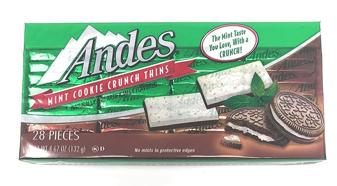 Andes Candies Chocolate Variety Pack of 4 Flavors: Peppermint Crunch Toffee Crunch Cherry Jubilee Mint Cookie Crunch (4.67 oz./28 Pieces Each)