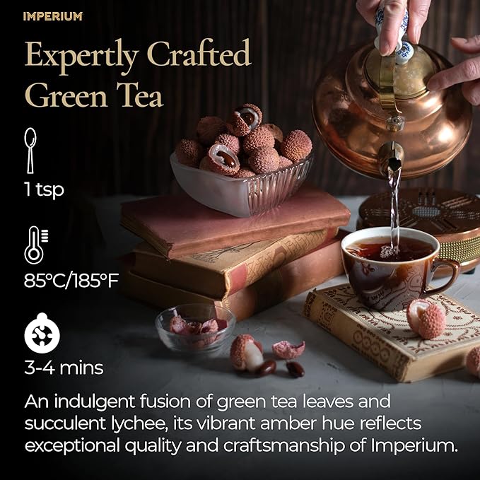 Imperium Lychee Oolong Tea Loose Leaf (4oz) Hand-Picked Premium Oolong Brews 100 Cups Naturally Uplifting Beverage Floral and Fruity Notes Exotic Sweet Aroma and Refreshing Smooth Finish