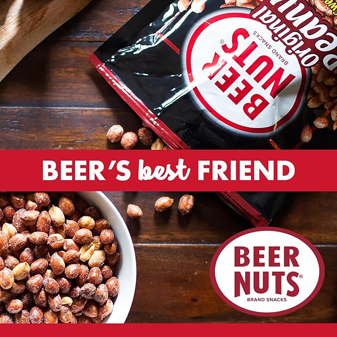 BEER NUTS Original Peanuts Resealable Jar Sweet and Salty Gluten-Free Kosher Low Sodium Peanut Snacks (19oz)