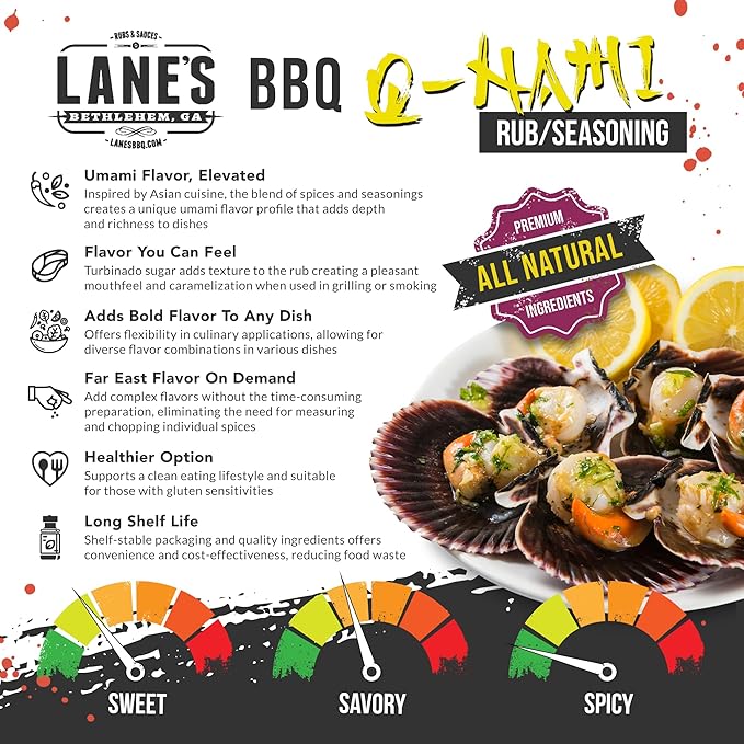 Lane's Q-nami Japanese Seasoning Rub All-Natural Shichimi Togarashi Seasoning for Steak Chicken Veggies &amp Tuna Gluten-free Made in USA 2lbs