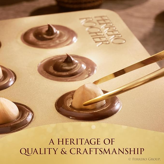 Ferrero Rocher Gourmet Hazelnut Milk Chocolate Gift Box 42 Individually Wrapped Chocolates 18.5 oz
