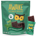 AWAKE - Caffeinated Chocolate Bites - Mint Dark Chocolate 50 Bites - 50mg Caffeine - Individually Wrapped Energy Bites - Coffee Alternative - Fairtrade Gluten Free Non GMO - 0.48oz