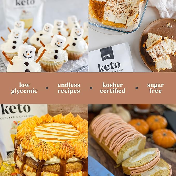 Keto Cupcake &amp Cake Zero Carb Mix 10.6oz 3-Pack and Allulose &amp Monk Fruit Zero Calorie Sugar Replacement 4lb Bundle