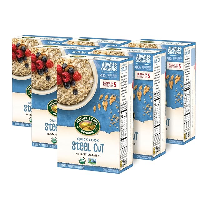 Nature's Path Organic Quick Cook Quick Cook Steel Cut Instant Oatmeal 11.3 oz (Pack of 6) Non-GMO