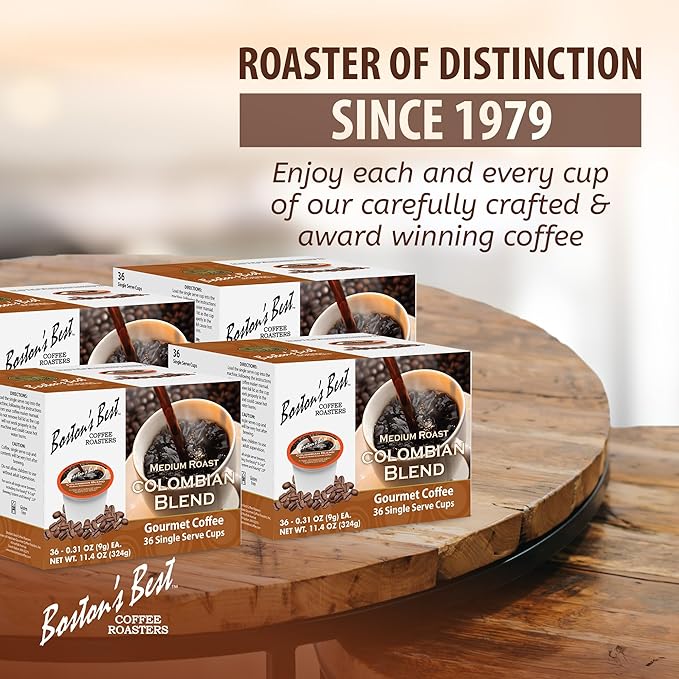Boston’s Best - Colombian Blend Delectable Gourmet Bold Medium Roast Coffee Compatible with Keurig Coffee Maker 1 Count (144 Single Serve Cups)