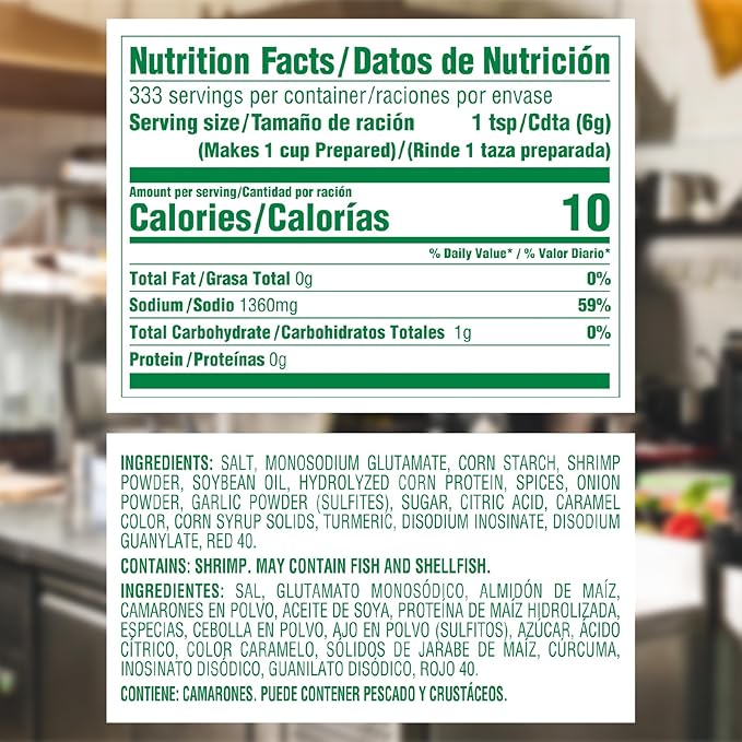 Knorr Professional Caldo de Camaron Shrimp Bouillon with Shrimp Flavor Granulated Base Bouillon as a Base Marinade Flavor Enhancer Shelf Stable Convenience 0g Trans Fat 4.4 lbs (Pack of 4)
