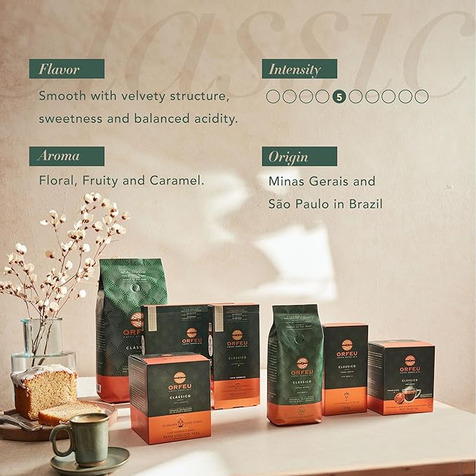 ORFEU - Special Coffee Classic Roasted and Ground - 100% Arabica Coffee Medium Roasted Floral Fruity &amp Caramel Aroma Balanced Acidity - 8.8oz