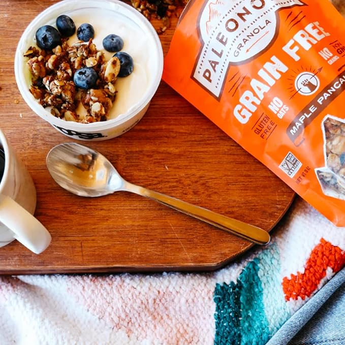Paleonola Grain-Free Granola Maple Pancake Flavor Non-GMO Grain Soy Gluten Dairy-Free Low Carb Protein Snack for Healthy Breakfast 10 oz 4-Pack