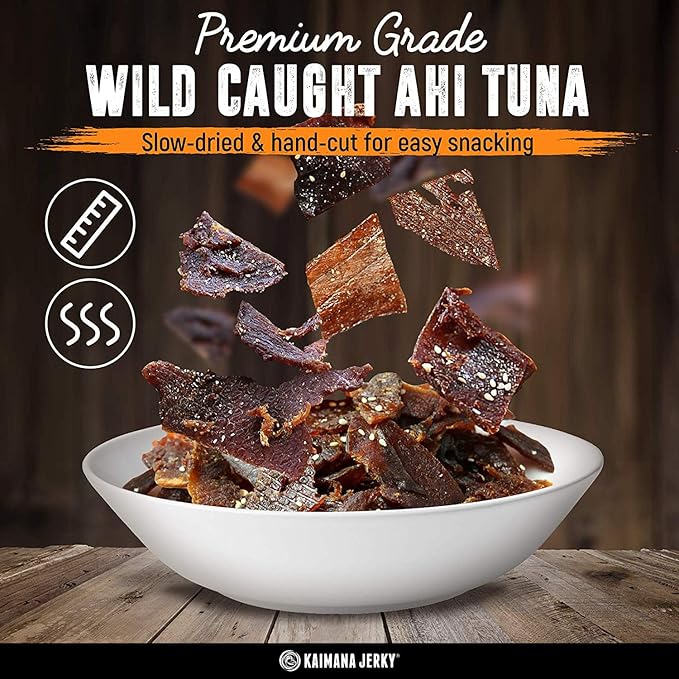 Wahoo Ono Fish Jerky Variety Sampler- Smokin' Hickory O.G Island Citrus &amp Spicy Chili - Organic Gourmet Smoked Fish Strips Rich in Omega-3 &amp Protein Low-Calorie Low Sodium &amp Sugar- 9