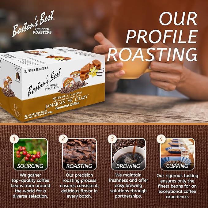 Boston’s Best - Jamaican Me Crazy Flavored Delicious Gourmet Coffee 1 Count (80 Single Serve Cups)