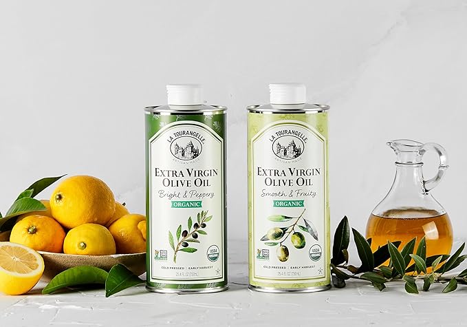La Tourangelle Organic Extra Virgin Olive Oil Cold-Pressed Smooth &amp Fruity Early Harvest for High Antioxidants From Spain 25.4 Fl Oz