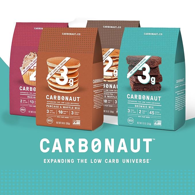 Carbonaut Low Carb Brownie Mix | Keto-Certified &amp Non-GMO Low Carb Flour | Perfect for Making Low Calorie Diet-Friendly Brownies | Only 3g of Carbs Per Serving 10 oz. (Pack of 6)