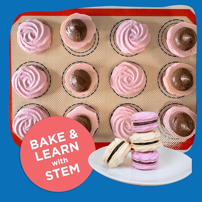 BāKIT Box Gluten-Free Macaron Baking Kit for Kids – Make Rosette French Macarons with Chocolate Buttercream – DIY Gluten-Free Dessert Kit with Pre-Measured Ingredients – STEM Activity for Girls &amp