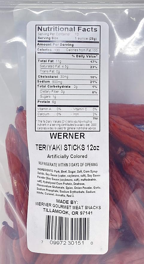Werner Mini Sausage Sticks Pepperoni Sticks Teriyaki Meat Sticks Variety Pack of 3 – 12 Ounce Resealable Bag
