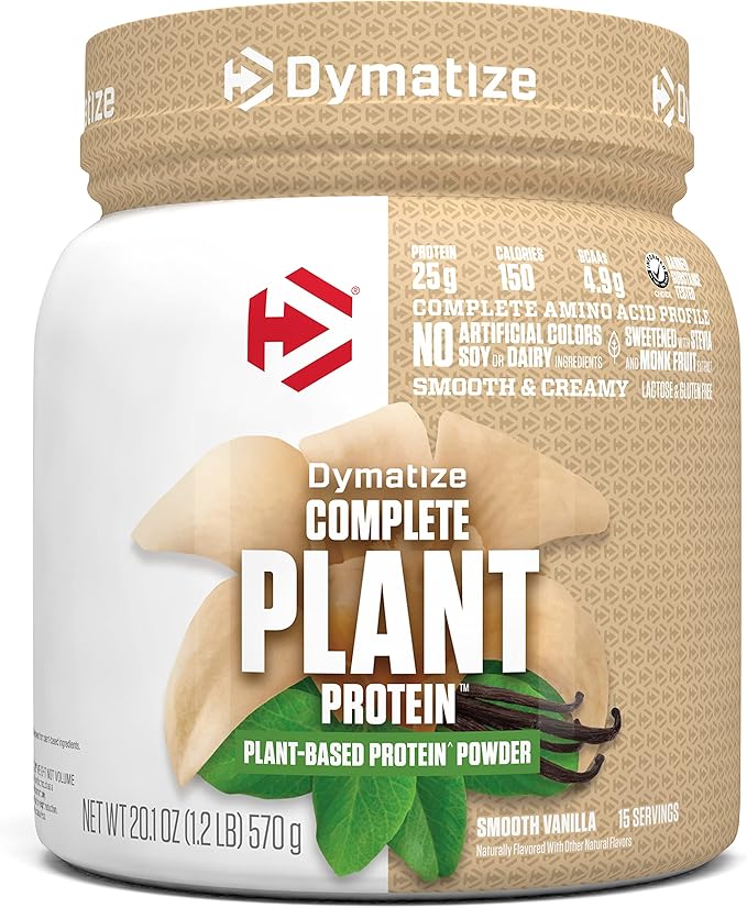 Dymatize Vegan Plant Protein Smooth Vanilla 25g Protein 4.8g BCAAs Complete Amino Acid Profile 15 Servings