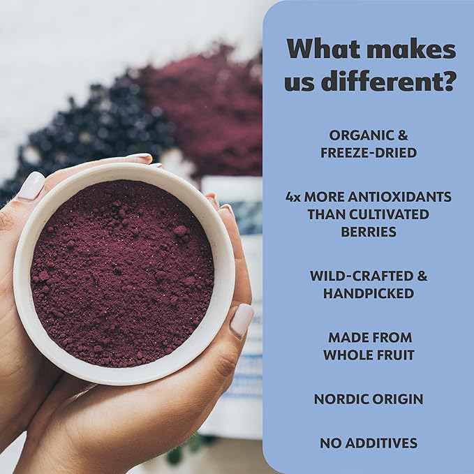 LOOV Organic Wild Blueberry Powder - 41-Day Supply 8.8 Oz Good for Smoothie &amp Breakfast Freeze-Dried from Northern Europe No Added Sugar