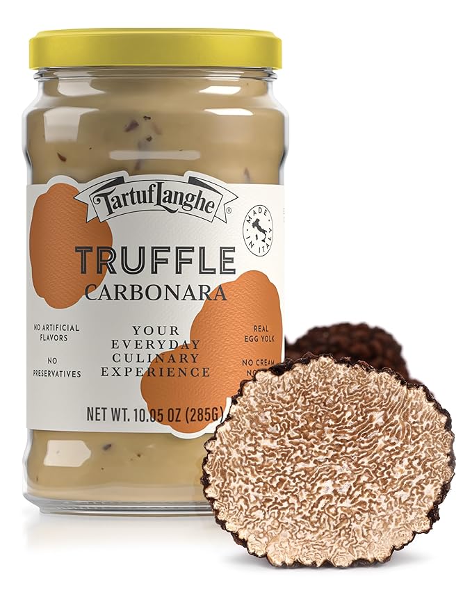 TartufLanghe Black Truffle Carbonara Sauce - Creamy Pasta Sauce with Egg Yolk Cheese and Summer Black Truffle From Italy Authentic Italian Food No Preservatives - 10.05 oz
