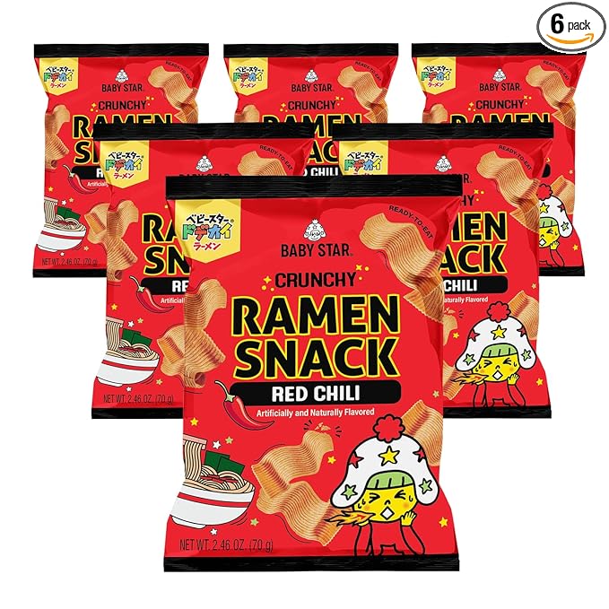 Baby Star Crunchy Ramen Snack Wide - Red Chili 2.46oz (6 Pack)
