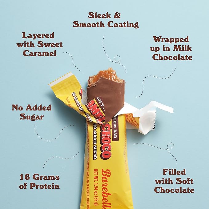 Barebells Protein Bars Bundle – Salty Peanut &amp Caramel Choco Soft Protein Bars 24 Count Total 16-20g High Protein Chocolate Snack Bars with Low Sugar Breakfast or Post-Workout Snack