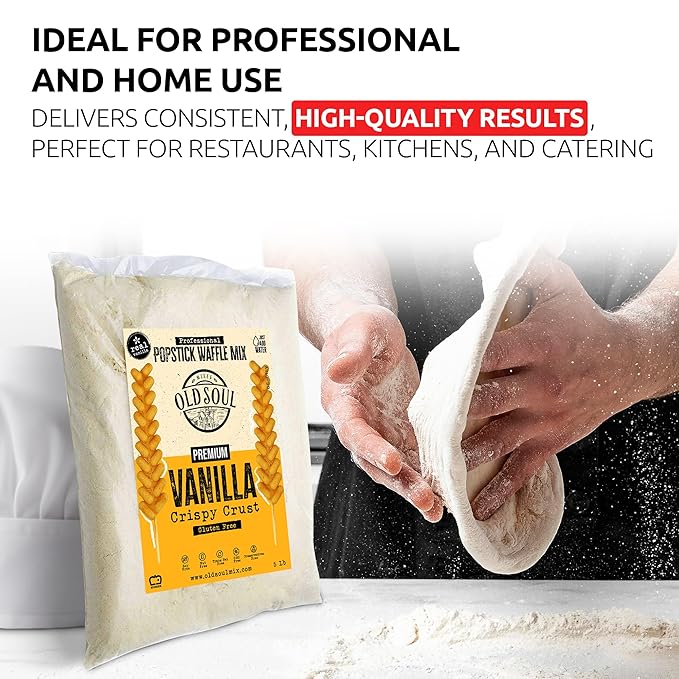 OldSoul Professional Popstick Waffle Mix | Stick Waffles Dough Mix | Vanilla Flavor | 112 Waffles | 5 Lbs (5 Lbs Gluten Free)
