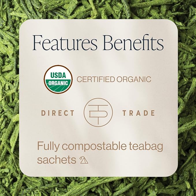 Rishi Tea Matcha Super Green Japanese Tea - Organic Caffeinated Sachet Bags Umami Antioxidant Rich Sencha &amp Matcha Blend - 15 Count (Pack of 6)