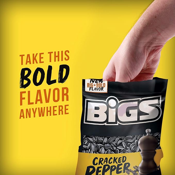 BIGS Sunflower Seeds Cracked Pepper Flavor Easter Basket Stuffer for Sports Fans 5.35 oz. (Pack of 12)