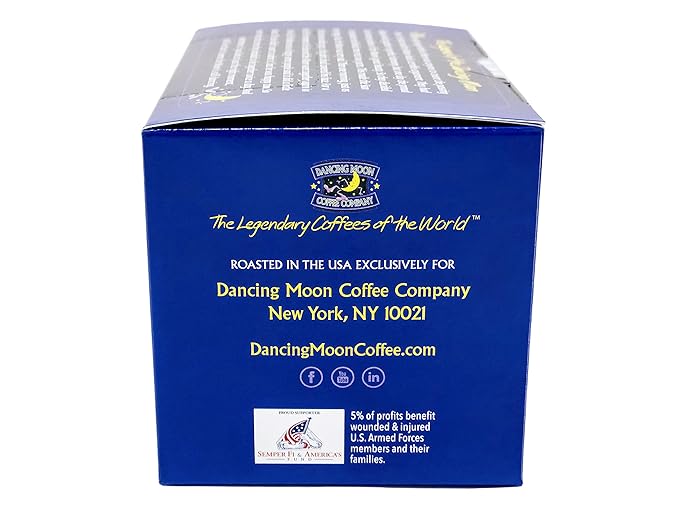 Dancing Moon Coffee Pods - 100% Jamaica Blue Mountain Medium Roast - K-Cup Compatible Keurig Coffee Pods - Small-Batch Crafted Supports Military Charity - 24 Cups