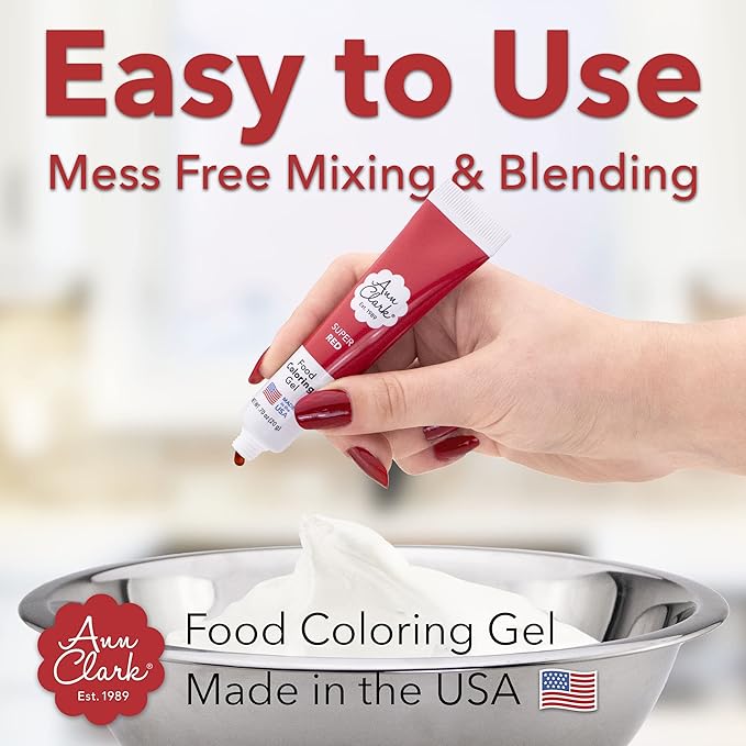 Ann Clark Professional-Grade Gel Food Coloring Made in USA .7 oz 12 Colors